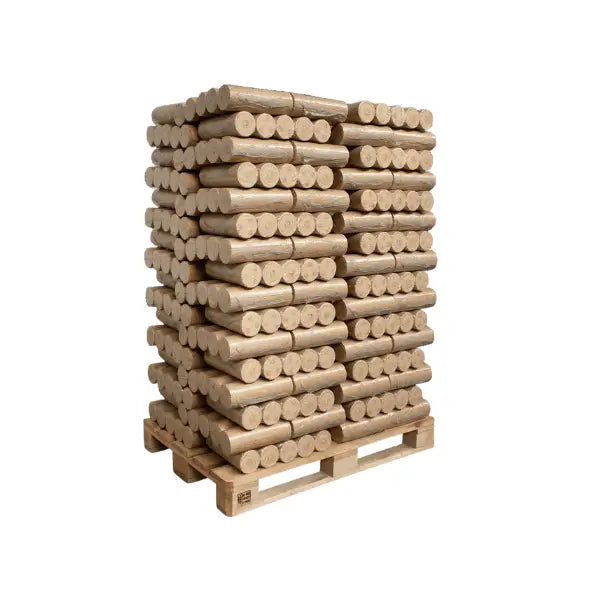 Heizfuxx Nestro XL Blau Hartholzbriketts 960 kg Palette 96x10 kg Rundbriketts Heizwert ≥4,8 kWh/kg