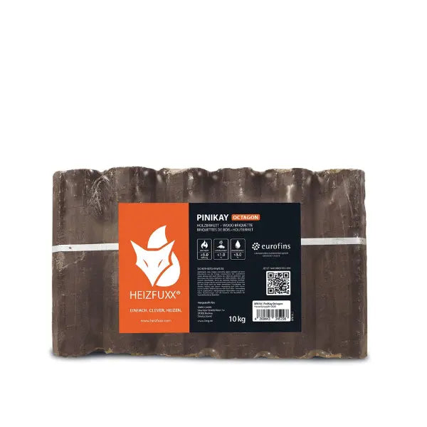 Heizfuxx PiniKay Quadro Hartholzbriketts 960 kg Palette 96x10 kg Vierkant mit Loch Heizwert ≥4,8 kWh/kg