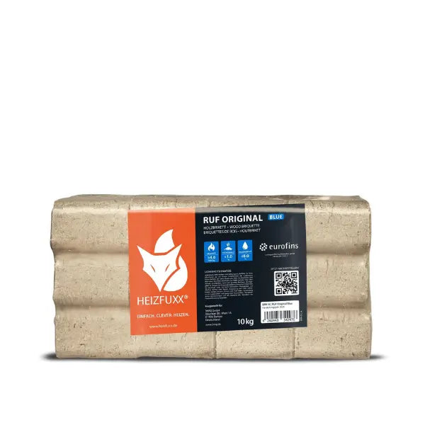 Heizfuxx RUF Original Blue Holzbriketts Hartholz RUF-Form Heizwert ≥4,8 kWh/kg Premium Kaminbriketts