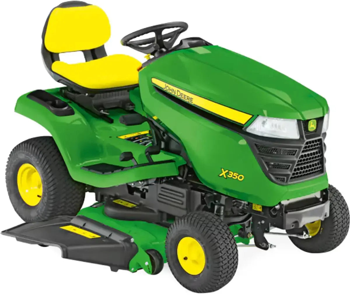 John Deere X350 Rasentraktor ohne Mähwerk 19,1 PS Kawasaki V-Twin Motor Hydrostat Aufsitzmäher Basisgerät